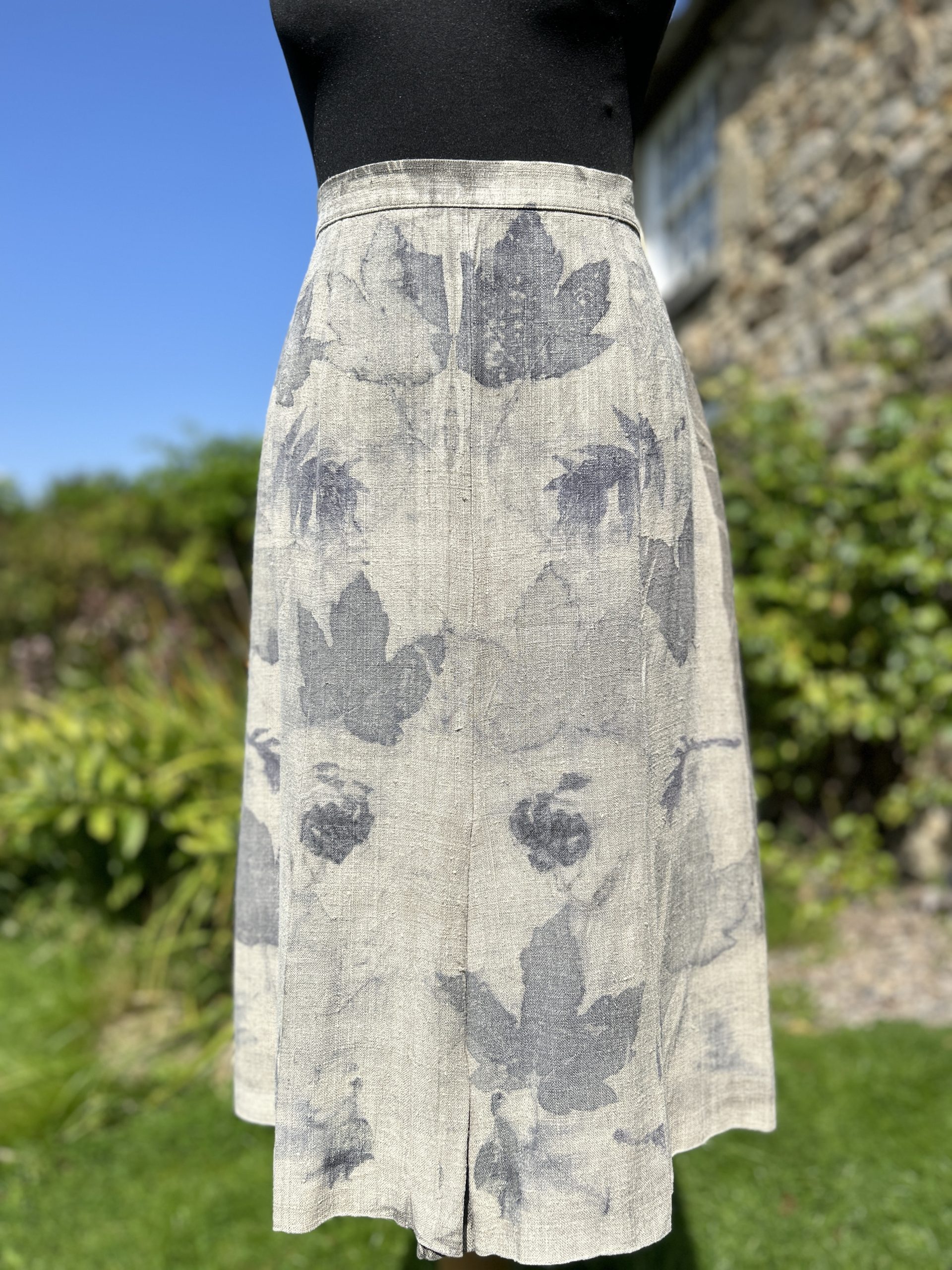 Raw silk Eco printed Skirt size 16