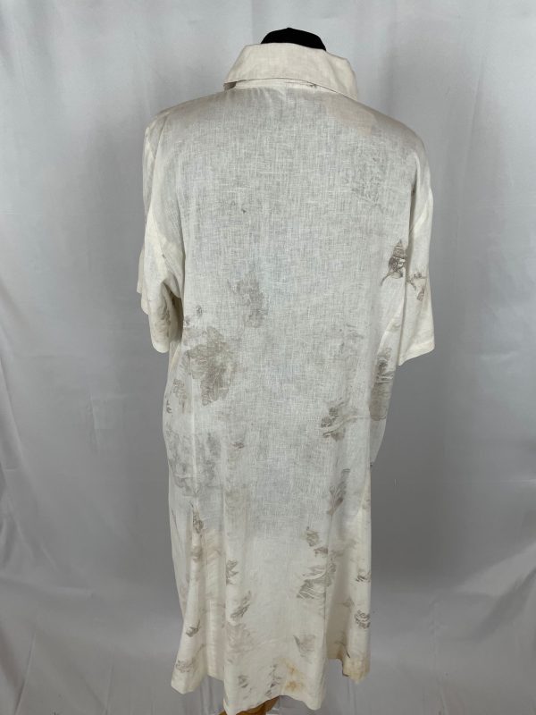 A cotton and linen eco print shirtdress.  Originally manufactured by Papaya this lovely stylish cotton and linen mix shirtdress has been printed with sycamore leaves.