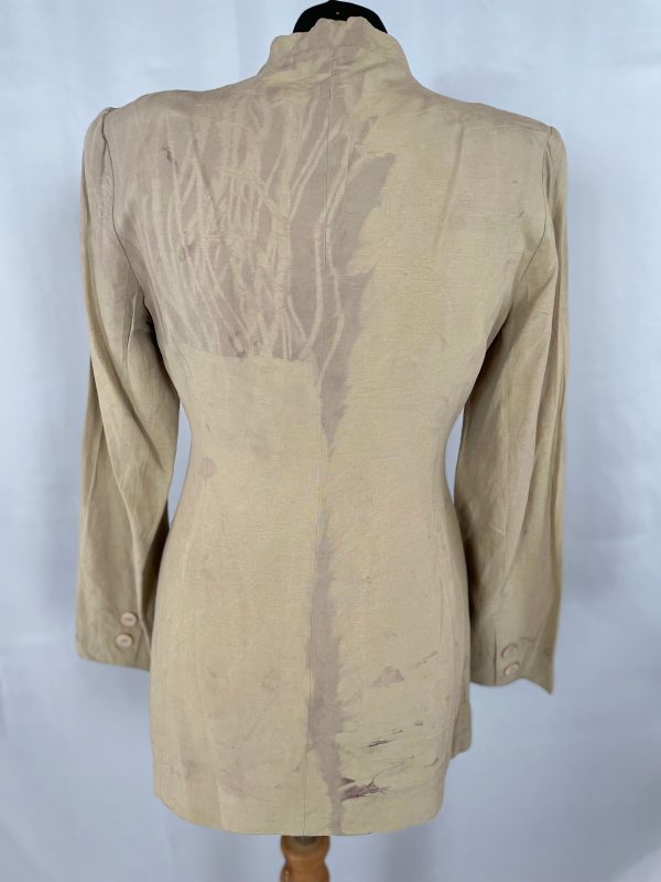 Silk linen mix eco print jacket size UK 10