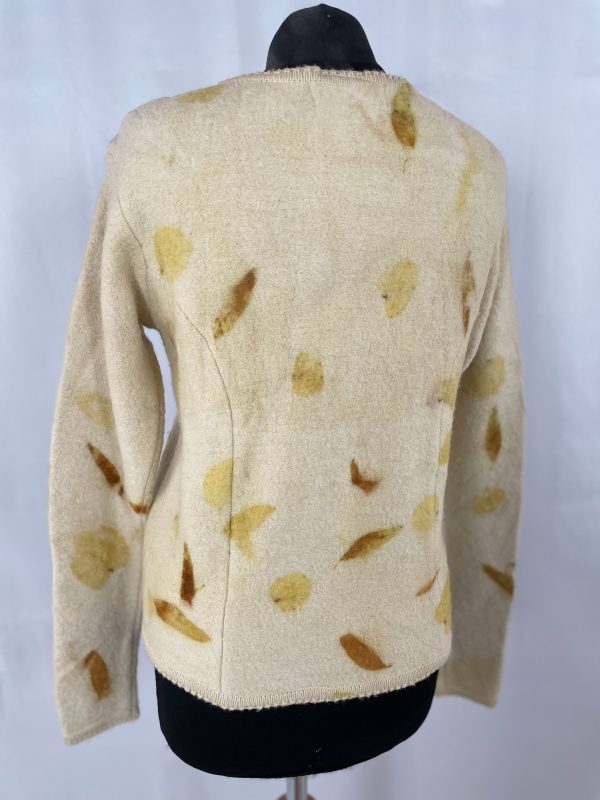 Boiled wool Eco Print Jacket size XS  Originally manufactured by Orvis this timeless boiled wool jacket has has been printed with eucalyptus leaves.