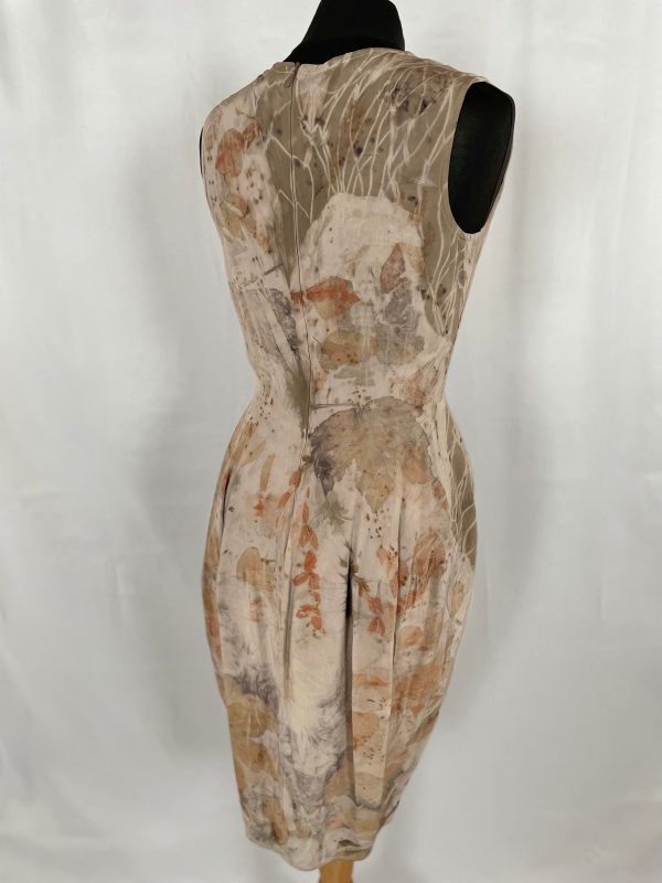 Pure silk eco printed sleeveless dress size UK 10