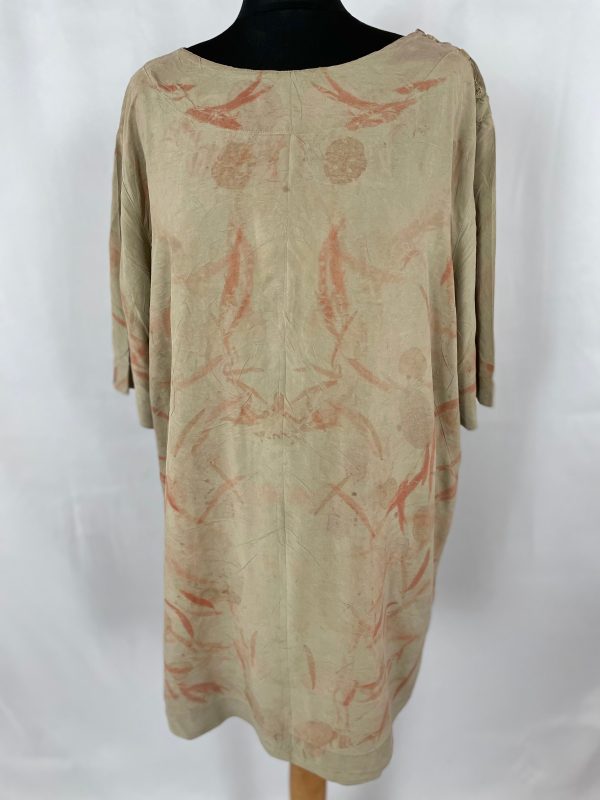 Upcycled silk eco print tunic top size 22