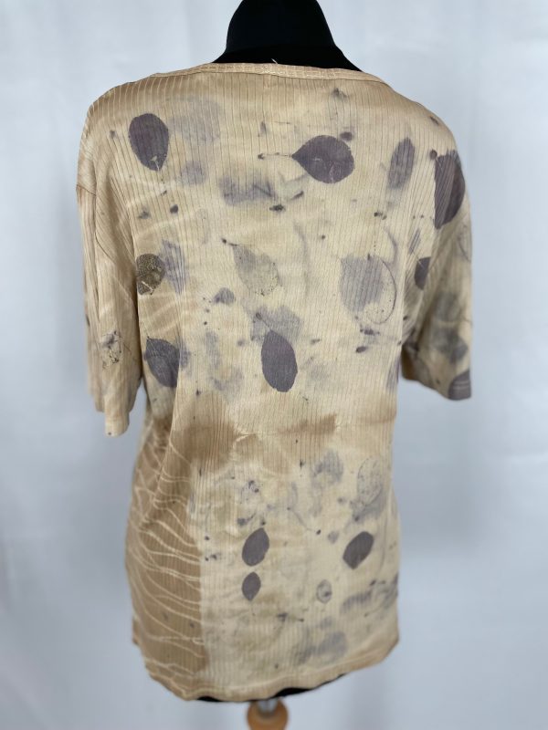 Pure silk eco print jersey top