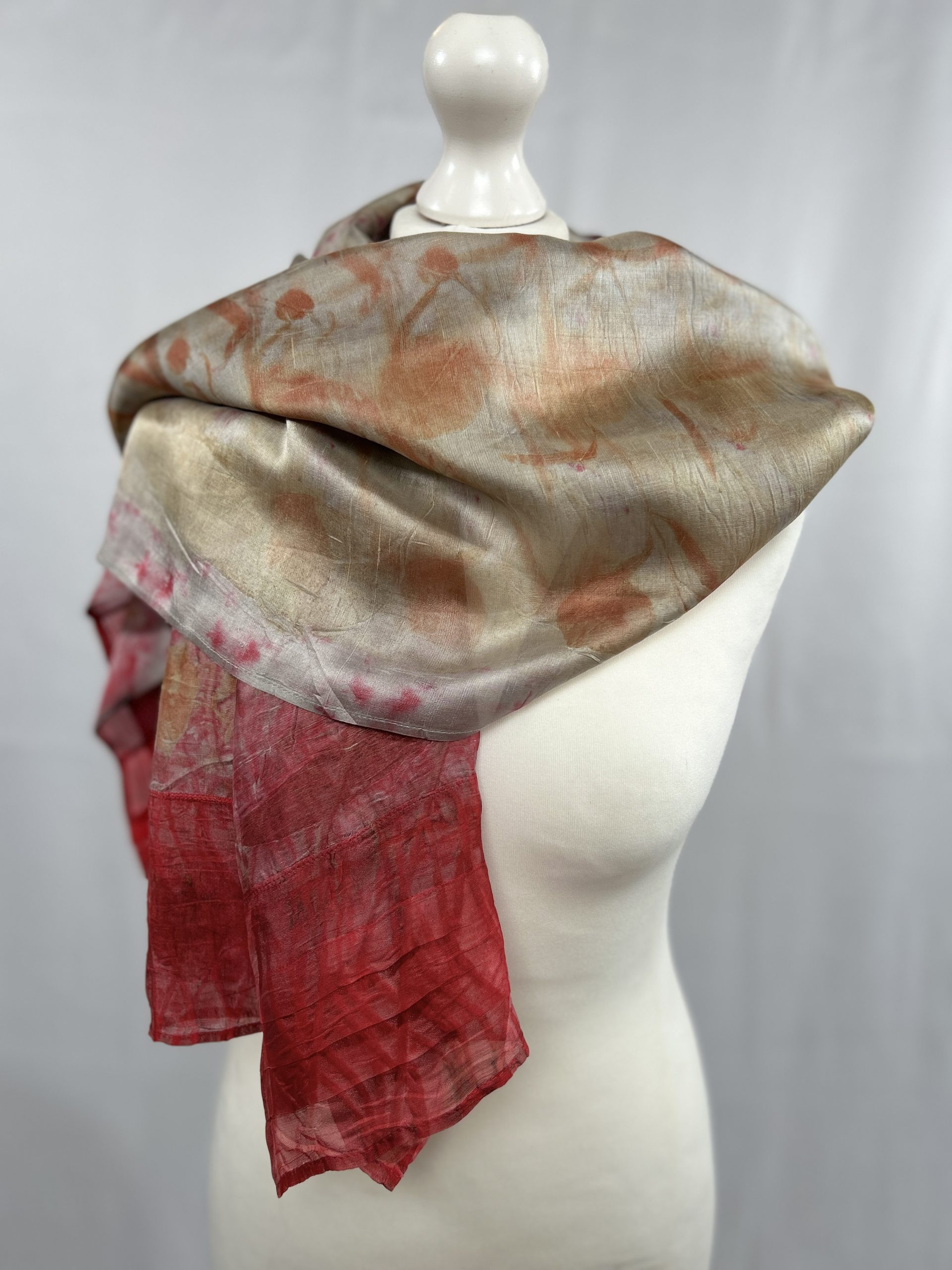 pure silk long eco print scarf