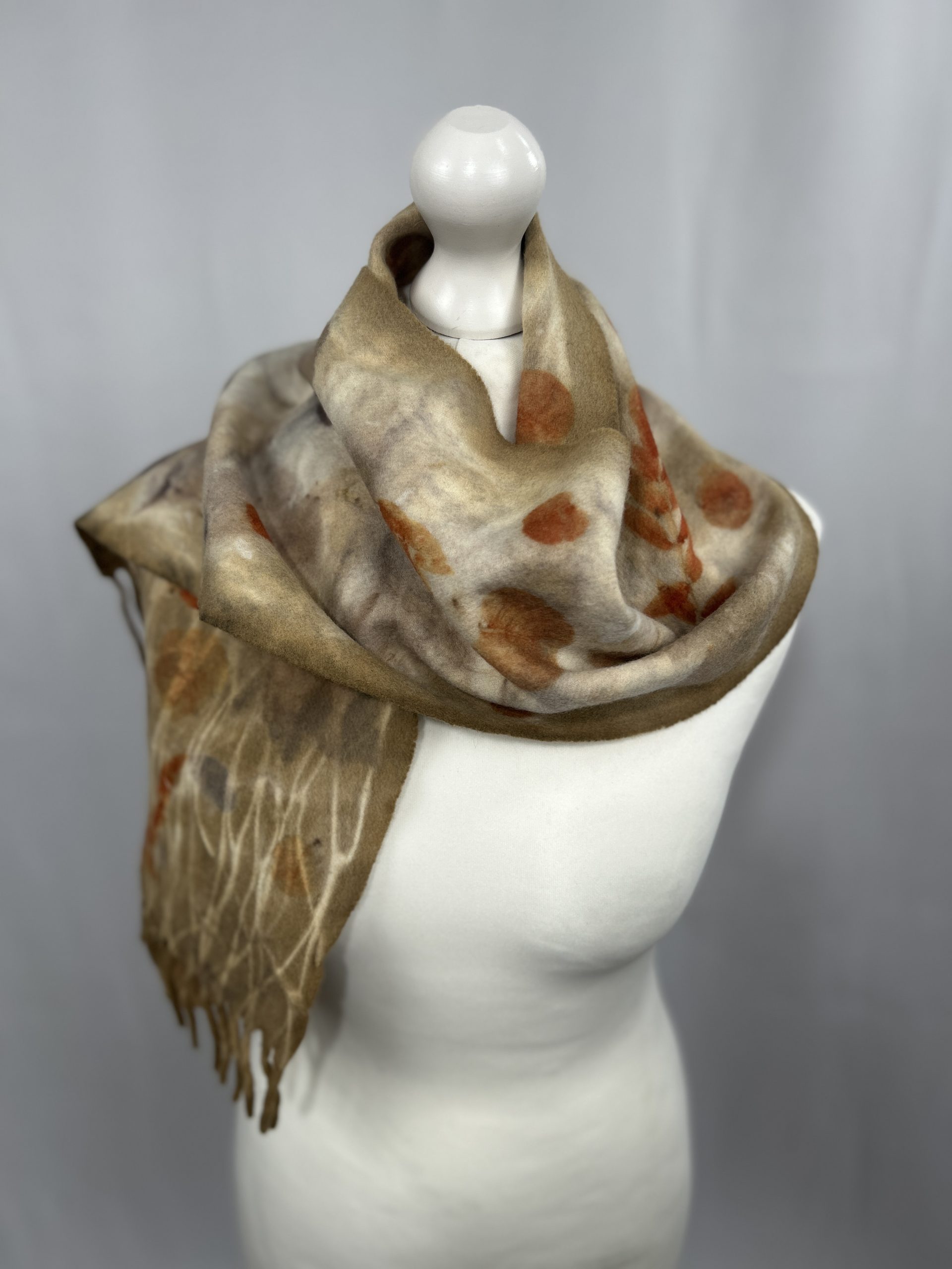 Pure wool upcycled scarf with tassels