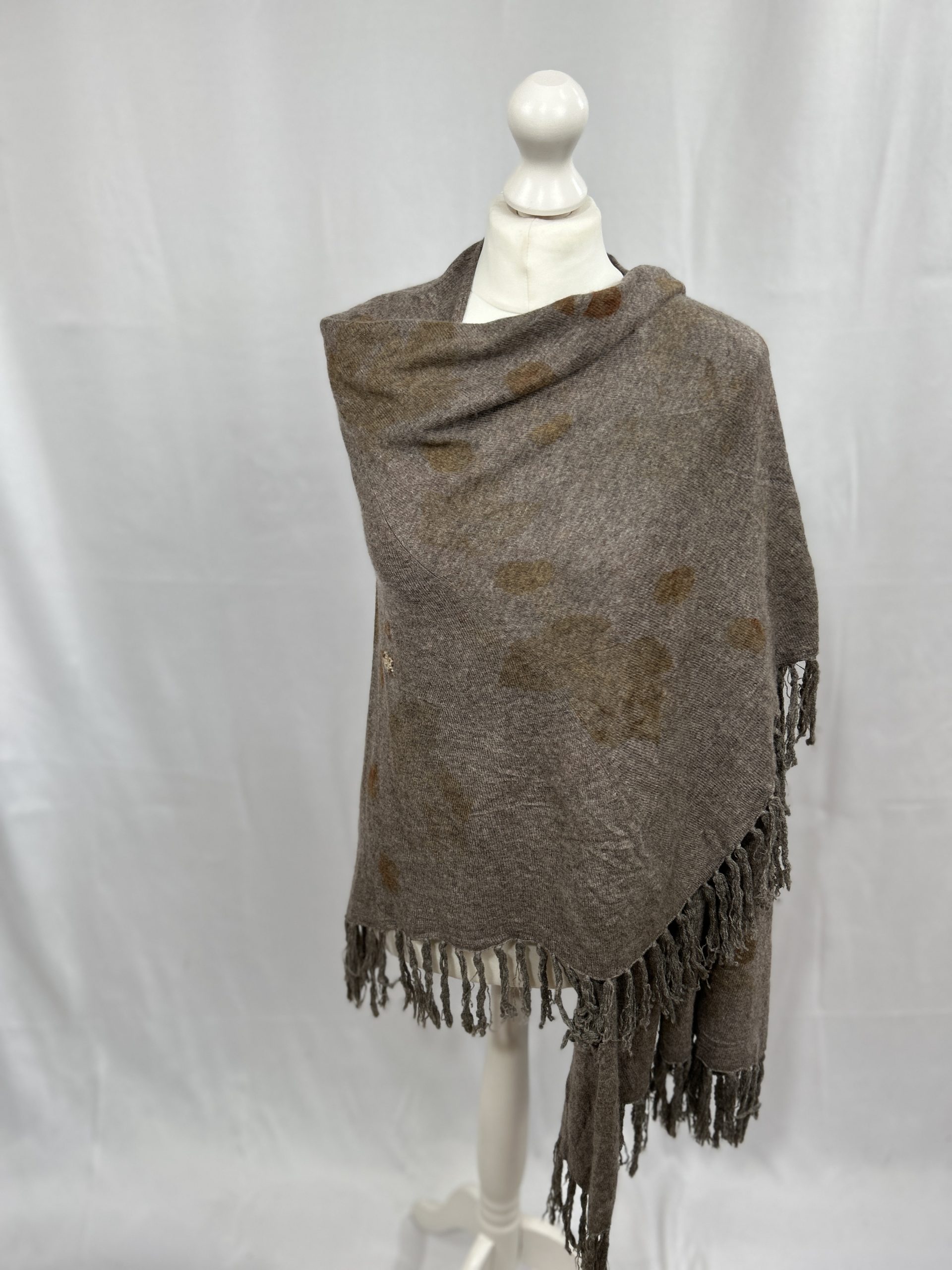Upcycled pure cashmere eco print wrap